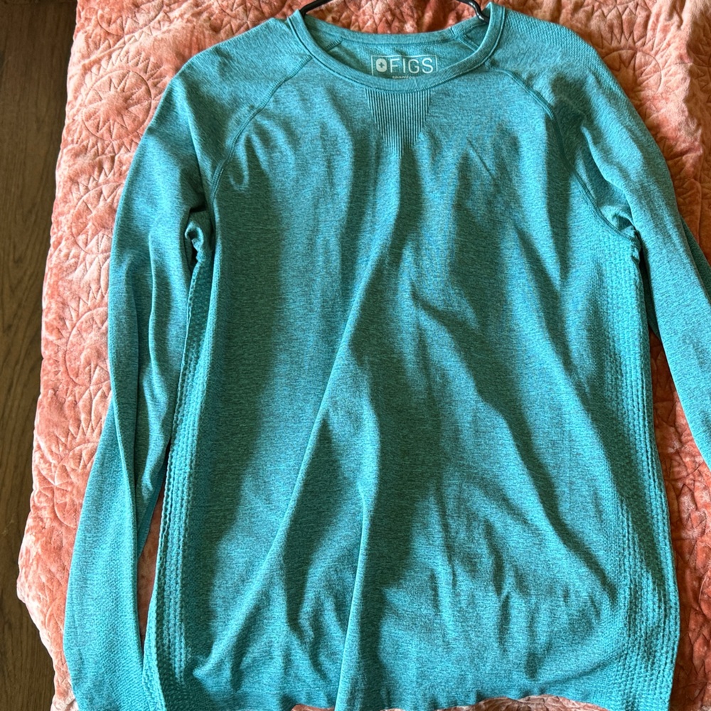 FIGS Teal Salta Long Sleeve Top